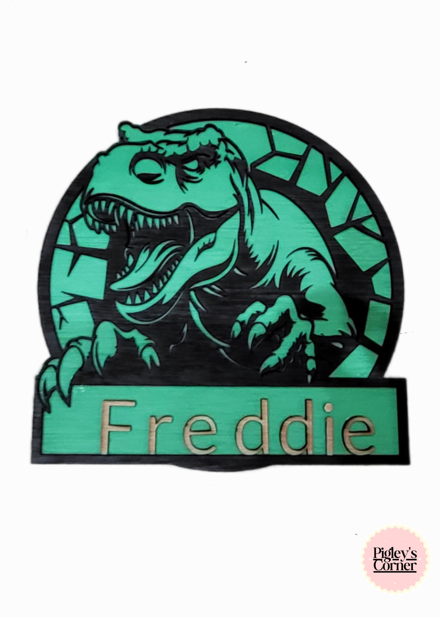 Personalised Dinosaur Name Sign – Wooden Nursery & Kids Room Wall Decor