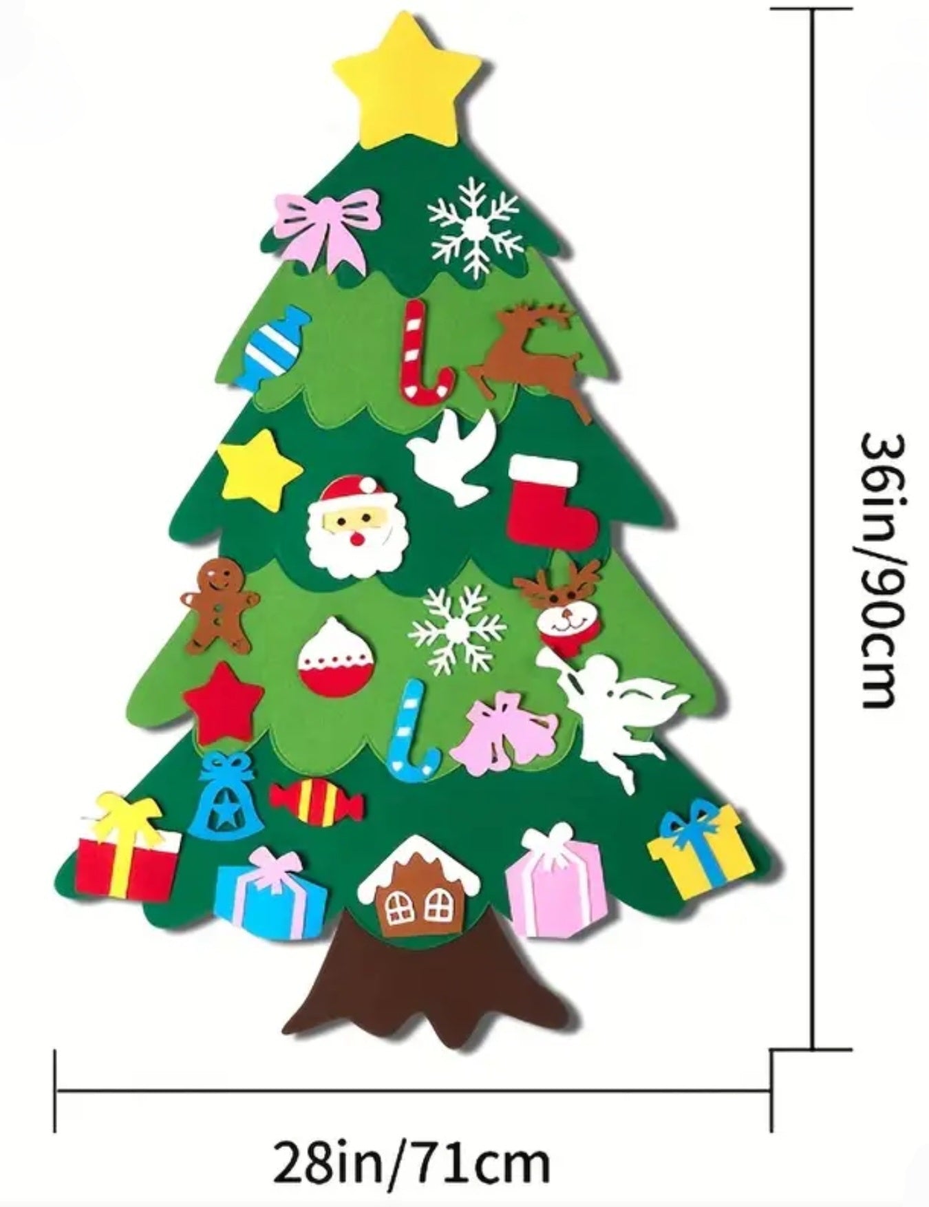 My First Christmas Tree – Luxe Felt Wall Tree with Stick-On Ornaments for Magical Holiday Play | Pigley’s Corner