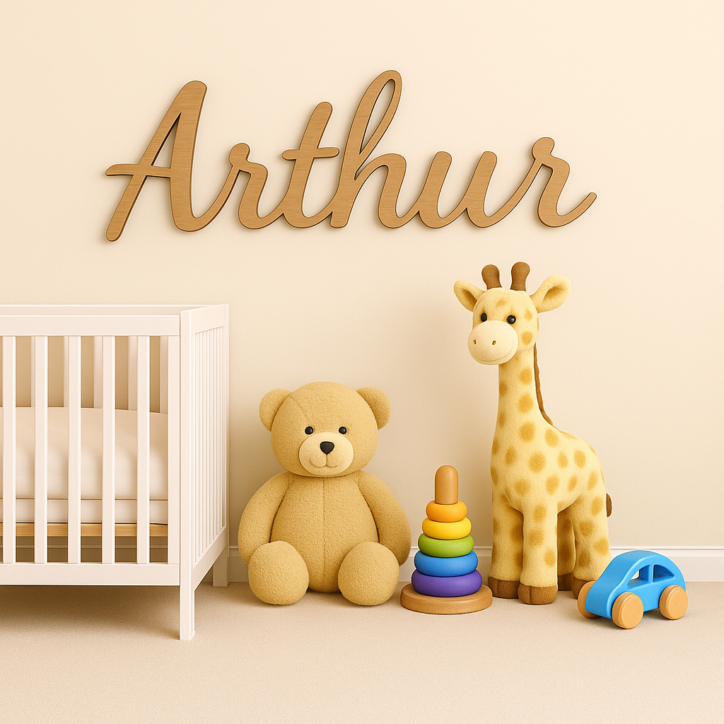 Custom Wooden Baby Name Sign – Handcrafted Timber Nursery Décor 900mm × 300mm | Piggly’s Corner