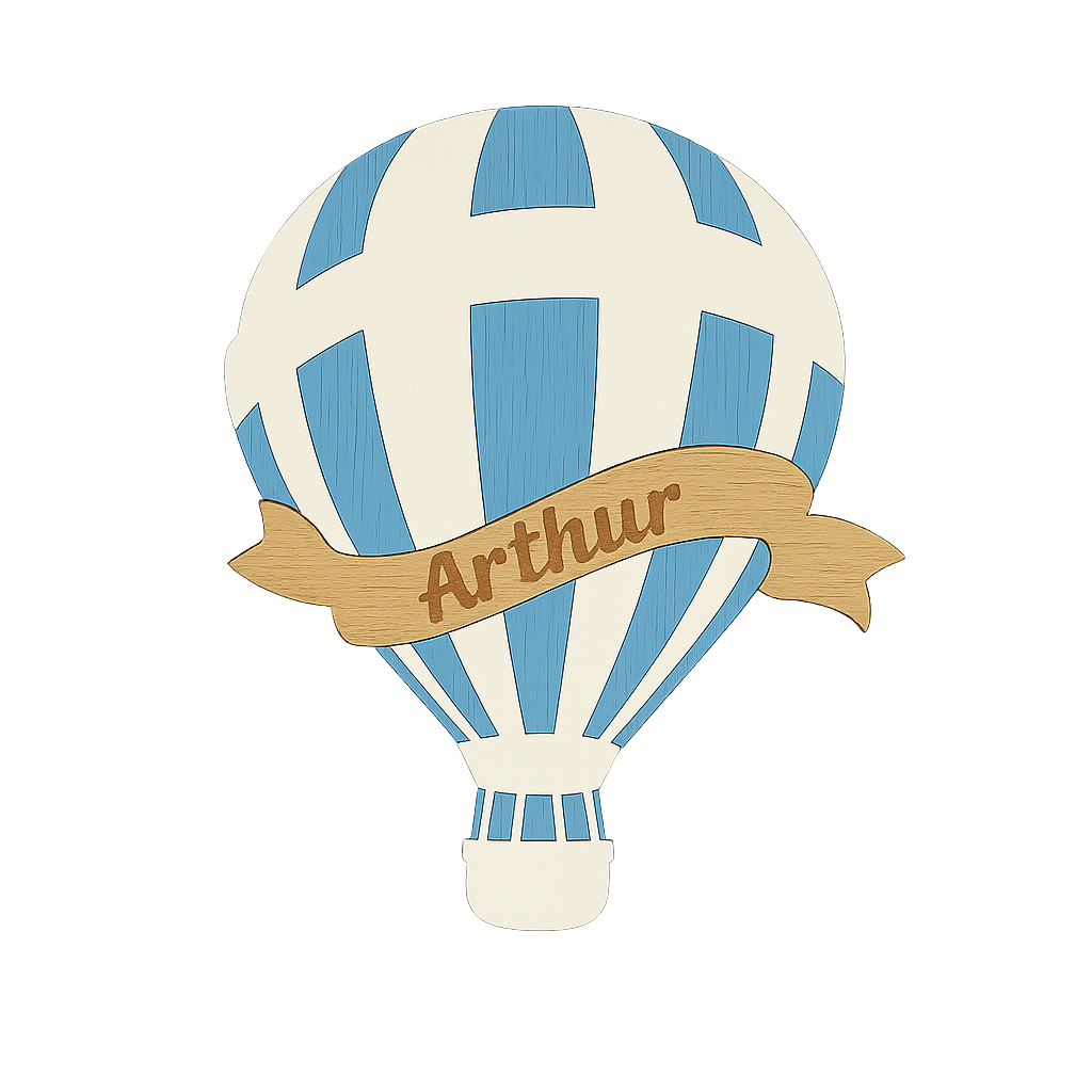 Personalized Hot Air Balloon Baby Name Sign – Custom Wooden Nursery Wall Decor.